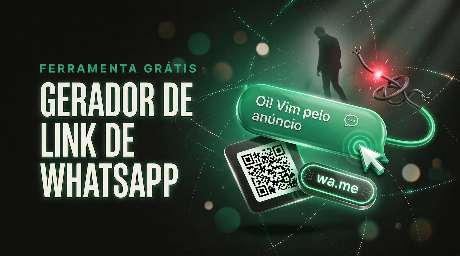 Capa da ferramenta Gerador de link de WhatsApp: link wa.me, QR code e mensagem pronta